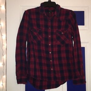 Red and navy blue flannel